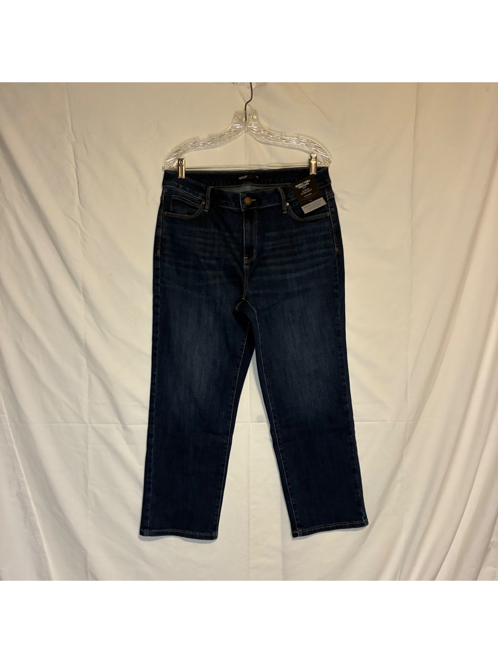NWT Simply Vera Vera Wang Cropped Straight Leg Stretch Jeans Dark Wash Size 14